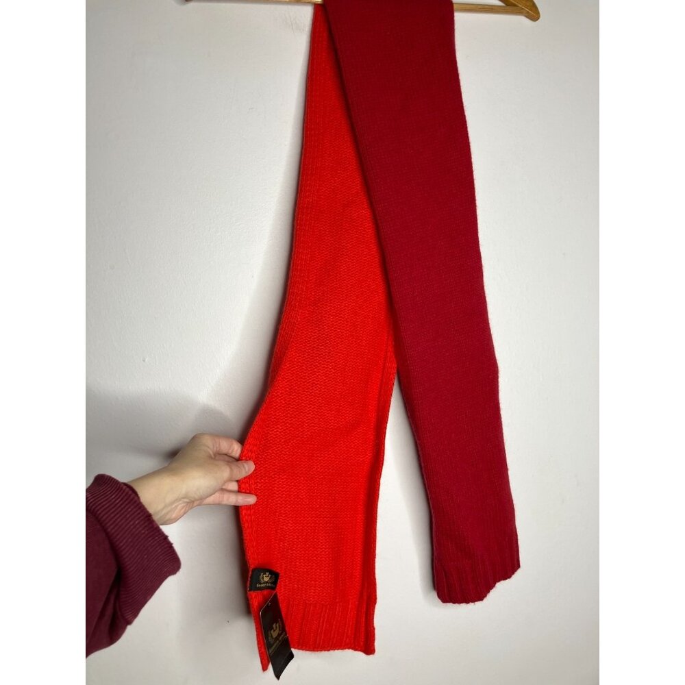 Goorin Bros Wool Cashmere Angora Blend Scarf Half Color Block Red New